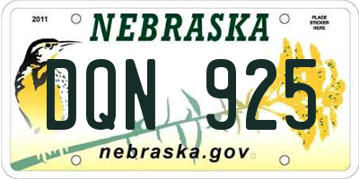 NE license plate DQN925