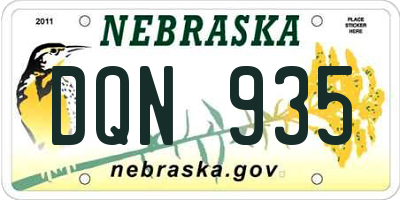 NE license plate DQN935