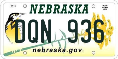 NE license plate DQN936
