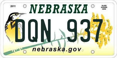 NE license plate DQN937