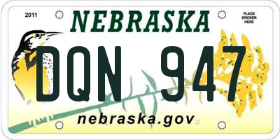 NE license plate DQN947