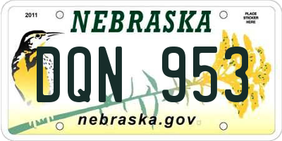 NE license plate DQN953