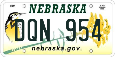 NE license plate DQN954