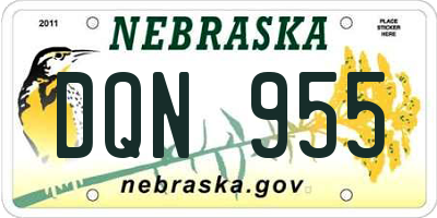 NE license plate DQN955