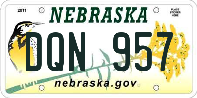NE license plate DQN957