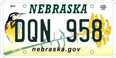 NE license plate DQN958