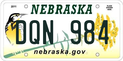 NE license plate DQN984