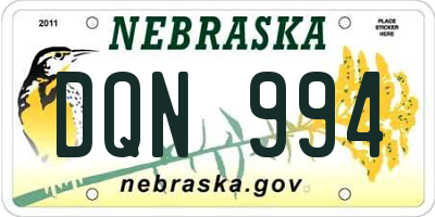 NE license plate DQN994