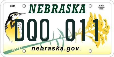 NE license plate DQO011