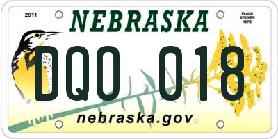 NE license plate DQO018