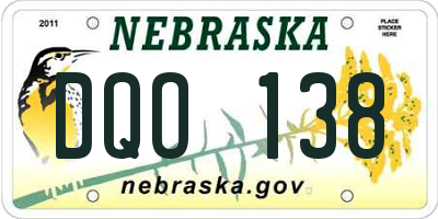 NE license plate DQO138