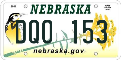NE license plate DQO153