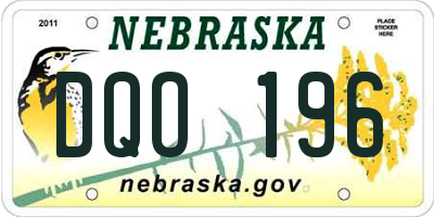 NE license plate DQO196