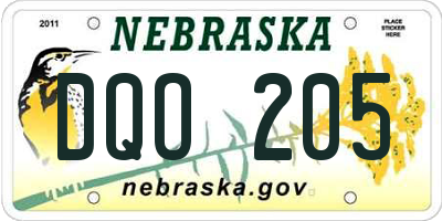 NE license plate DQO205