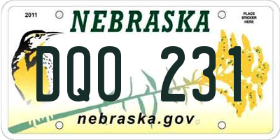 NE license plate DQO231