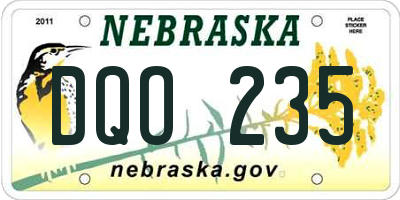 NE license plate DQO235
