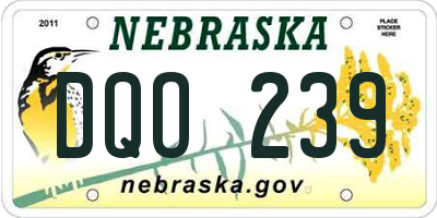 NE license plate DQO239