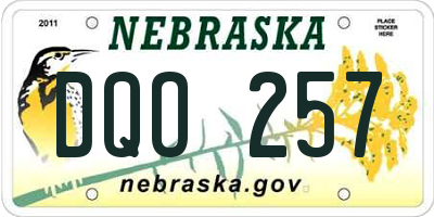 NE license plate DQO257