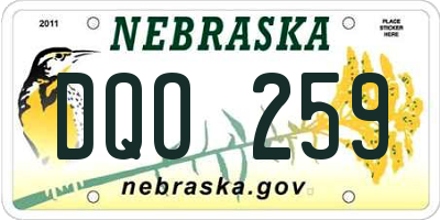 NE license plate DQO259