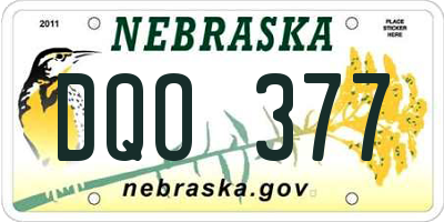 NE license plate DQO377