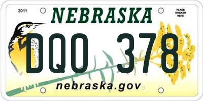 NE license plate DQO378