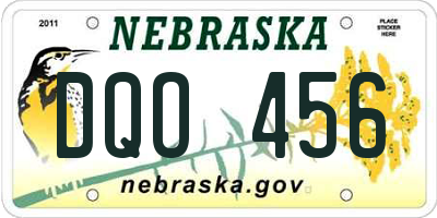 NE license plate DQO456