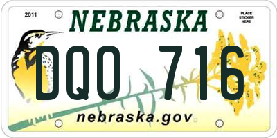 NE license plate DQO716
