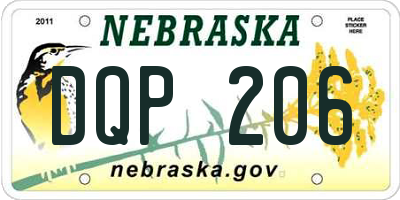 NE license plate DQP206