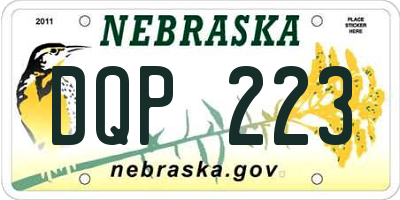 NE license plate DQP223