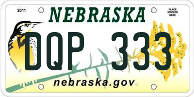 NE license plate DQP333