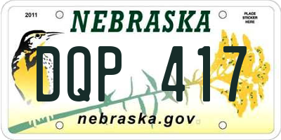 NE license plate DQP417