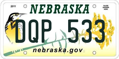NE license plate DQP533