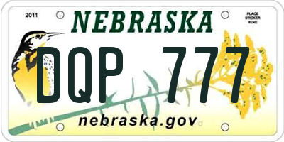 NE license plate DQP777