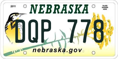 NE license plate DQP778