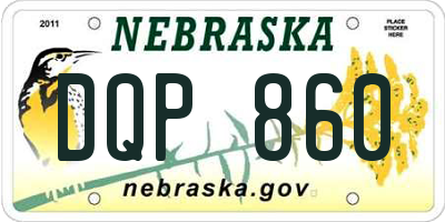 NE license plate DQP860