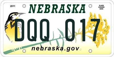 NE license plate DQQ017