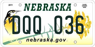 NE license plate DQQ036