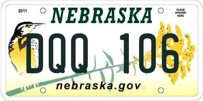 NE license plate DQQ106