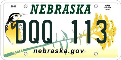 NE license plate DQQ113