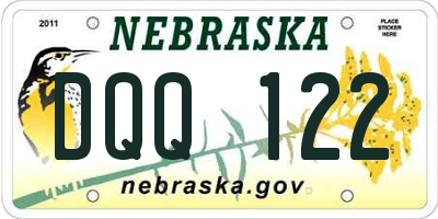 NE license plate DQQ122