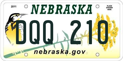NE license plate DQQ210