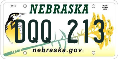 NE license plate DQQ213