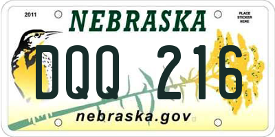 NE license plate DQQ216