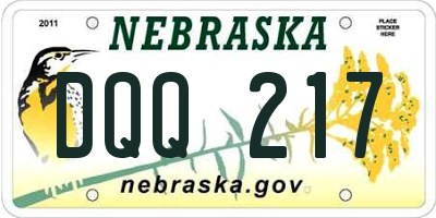 NE license plate DQQ217