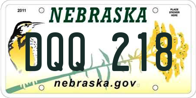 NE license plate DQQ218