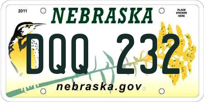 NE license plate DQQ232