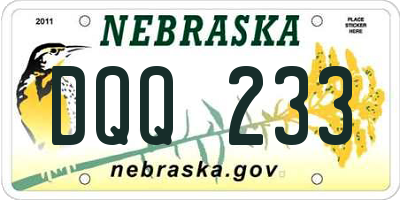 NE license plate DQQ233