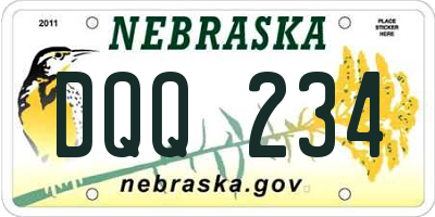 NE license plate DQQ234