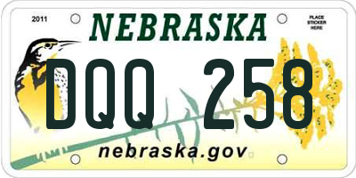 NE license plate DQQ258