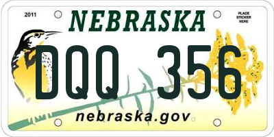NE license plate DQQ356